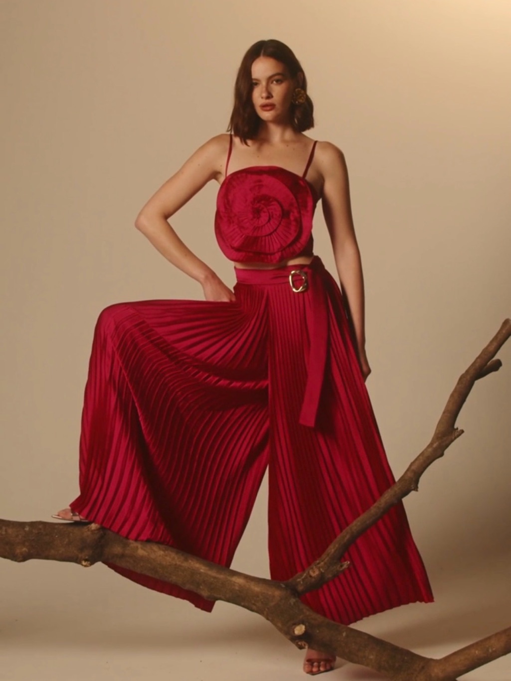Patbo Dream Satin Wide Leg Belted Pant Size 4 $775